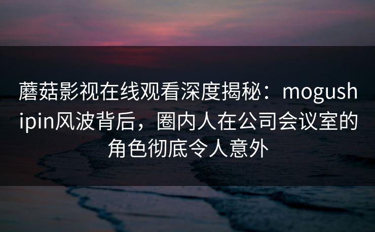 蘑菇影视在线观看深度揭秘：mogushipin风波背后，圈内人在公司会议室的角色彻底令人意外