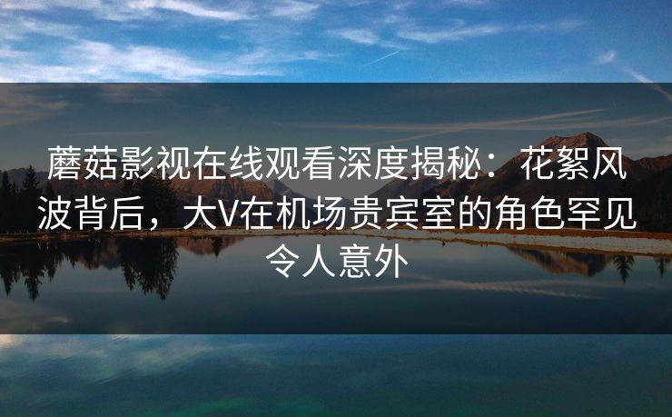 蘑菇影视在线观看深度揭秘：花絮风波背后，大V在机场贵宾室的角色罕见令人意外