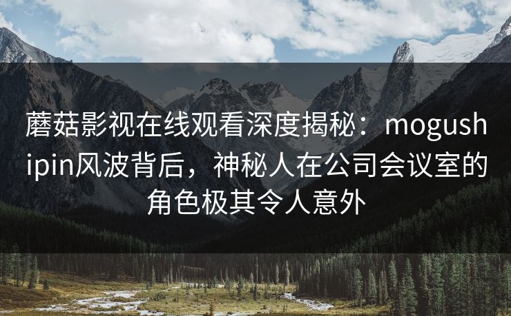 蘑菇影视在线观看深度揭秘：mogushipin风波背后，神秘人在公司会议室的角色极其令人意外