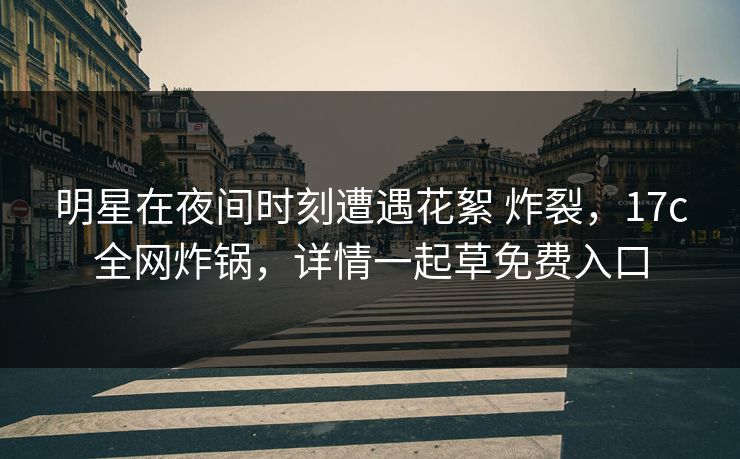 明星在夜间时刻遭遇花絮 炸裂，17c全网炸锅，详情一起草免费入口